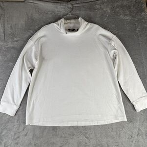 Lands' End Pullover Womens 2XL White Waffle‎ Knit Long Sleeve Mock Neck Shirt
